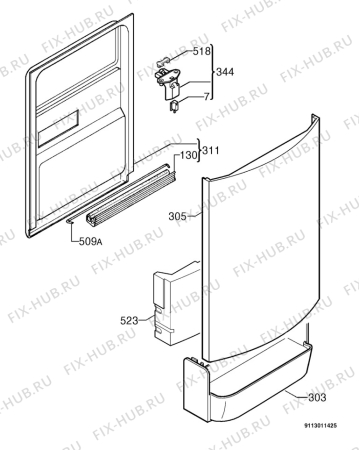 Взрыв-схема посудомоечной машины Aeg F44450 - Схема узла Door 003